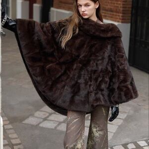 Niche and luxurious faux mink fur cape/shawl